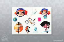 Load image into Gallery viewer, Knights and Bikes Sticker Sheet
